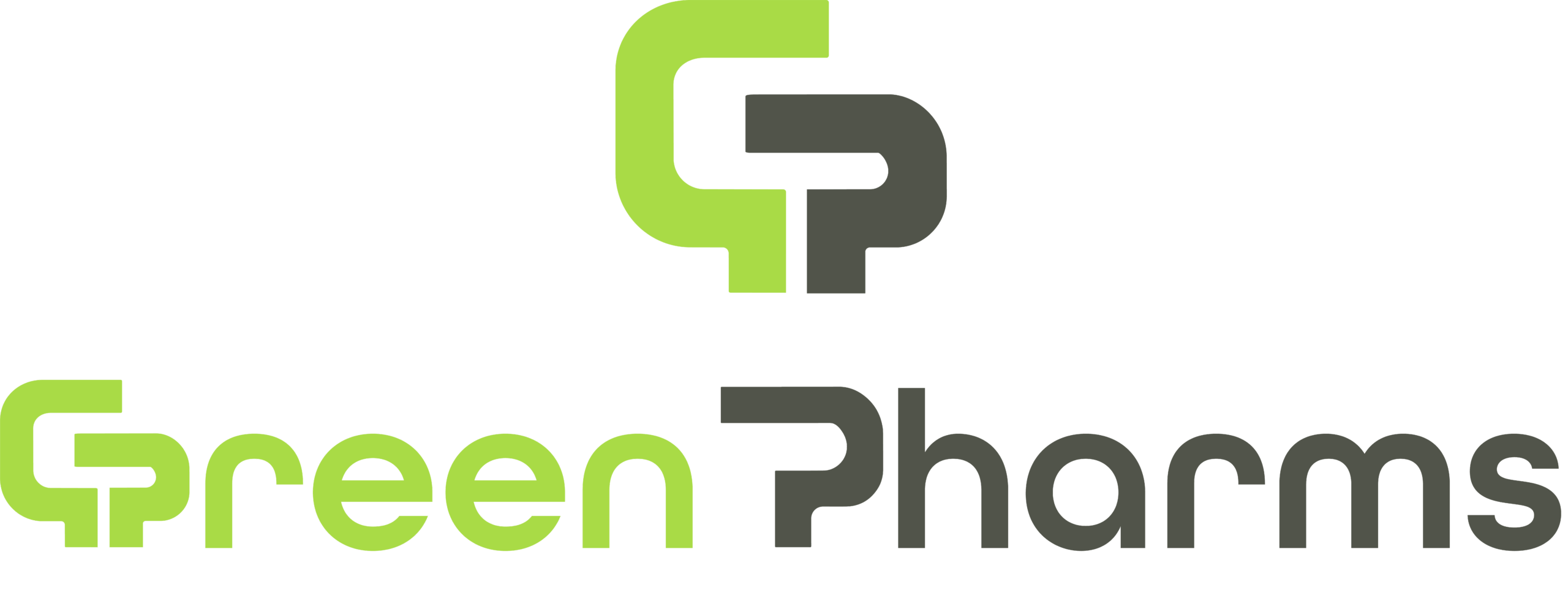 Green Pharms logo with stylized "GP" above the words "Green Pharms" in green and dark gray text on a white background.
