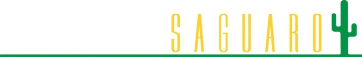 Logo with the words "Sticky Saguaro," where "Saguaro" is in yellow and a green saguaro cactus graphic replaces the final letter "O.