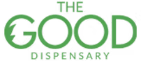 Logo for The Good Dispensary in green text, with the first "O" stylized using a leaf design.